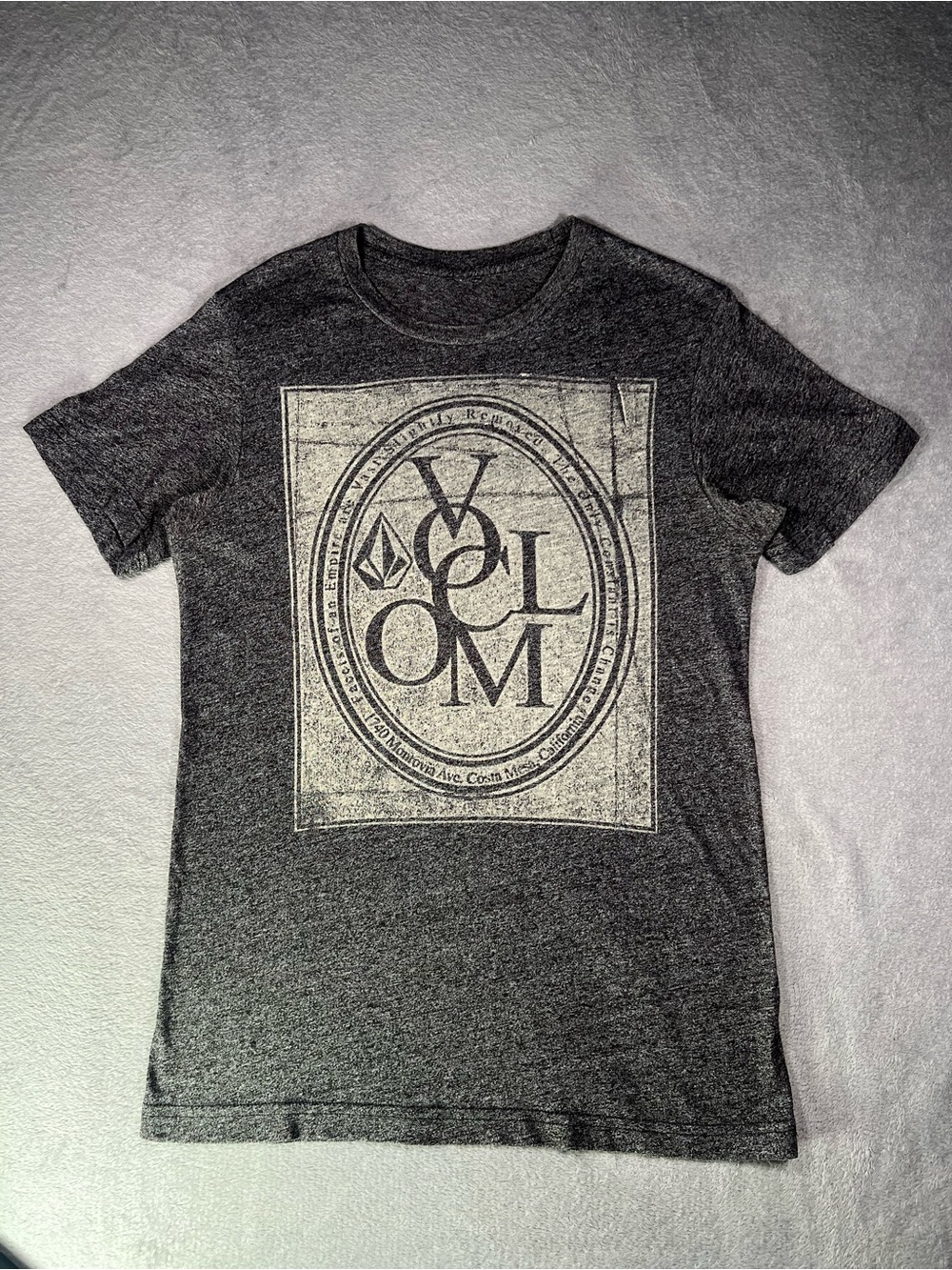 Volcom Heather Charcoal Tee with Pink Accent